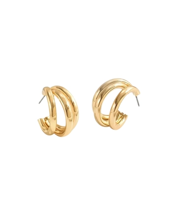 Triple Hoop Gold Earrings