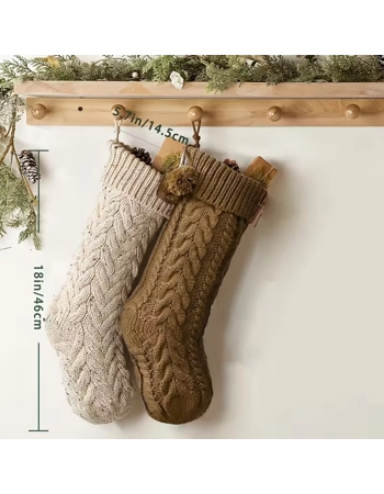 Knitted Christmas Stocking 46cm – Cable Knit Hanging Fireplace Decoration Knitted Christmas Stocking 46cm – Cable Knit Hanging Fireplace Decoration