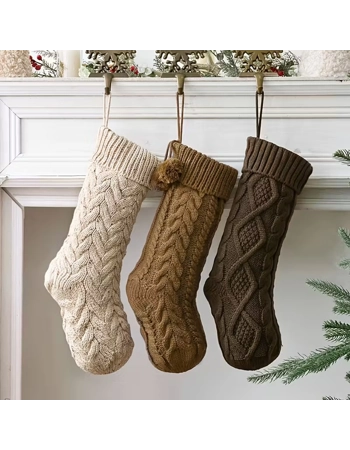 Knitted Christmas Stocking 46cm – Cable Knit Hanging Fireplace Decoration Knitted Christmas Stocking 46cm – Cable Knit Hanging Fireplace Decoration