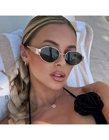Gold Frame Oval Sunglasses
