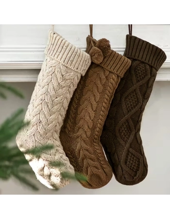 Knitted Christmas Stocking 46cm – Cable Knit Hanging Fireplace Decoration Knitted Christmas Stocking 46cm – Cable Knit Hanging Fireplace Decoration