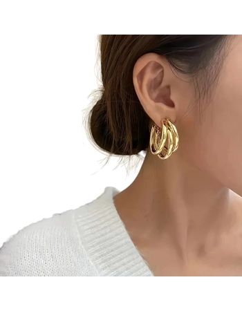 Triple Hoop Gold Earrings