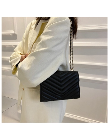 Quilted Shoulder Bag with Chain Strap