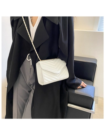 Quilted Shoulder Bag with Chain Strap