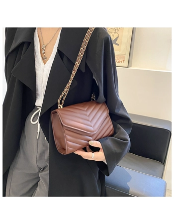 Quilted Shoulder Bag with Chain Strap