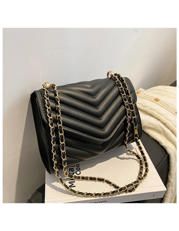 Quilted Shoulder Bag with Chain Strap