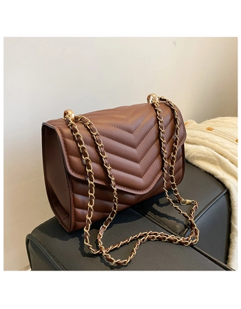 Quilted Shoulder Bag with Chain Strap