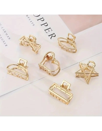 Gold Geometric Hair Clips Set