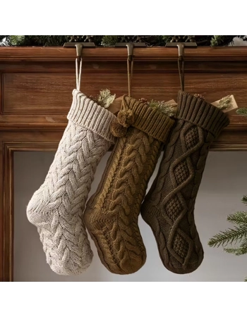 Knitted Christmas Stocking 46cm – Cable Knit Hanging Fireplace Decoration Knitted Christmas Stocking 46cm – Cable Knit Hanging Fireplace Decoration