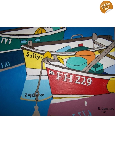 Fish'g Boats Mevagissey Art Card