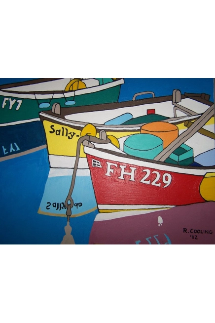 Fish'g Boats Mevagissey Art Card