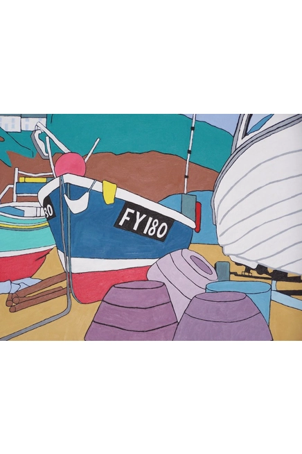 Fish'g Boats Portloe Art Card