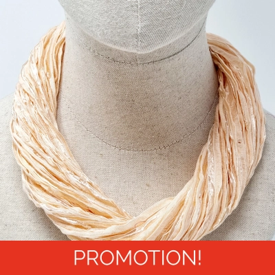 Spring - Peach ribbon necklace