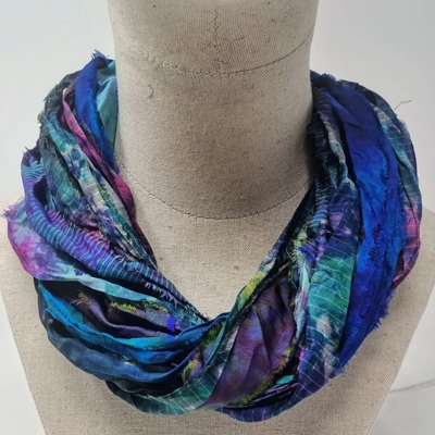 Cotswolds Tie Dye Silk Necklace with magnetic clasp