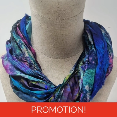 Cotswolds Tie Dye Silk Necklace with magnetic clasp Cotswolds Tie Dye Silk Necklace with magnetic clasp