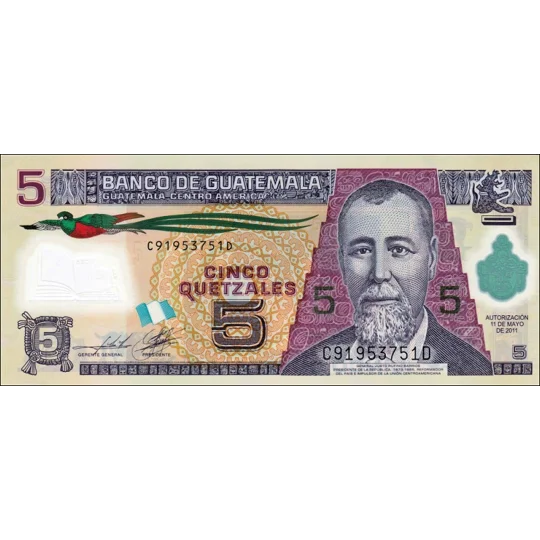 5 Quetzales - 2011 - P122b - B604b - Unc
