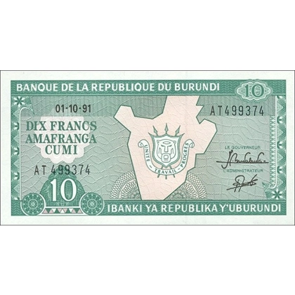 Burundi-10 Francs-1991-P33b-B214f