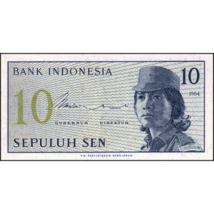 Indonesia-10 Sen-1964-P92-B545a