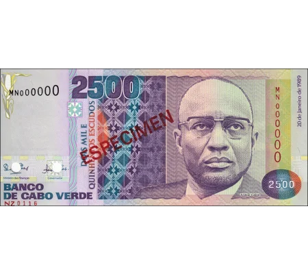 2500 Escudos - 1989 - P61S - B208as - Specimen