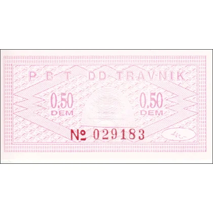 Bosnia-0,50 DM-Travnik-1992-143b Emergency money - Unc