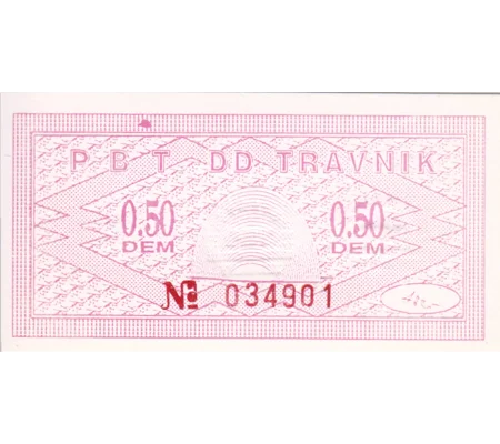 Bosnia-0,50 DM-Travnik-1992-143a Emergency money - Unc