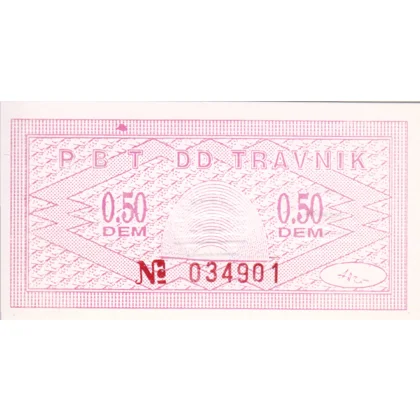 Bosnia-0,50 DM-Travnik-1992-143a Emergency money - Unc