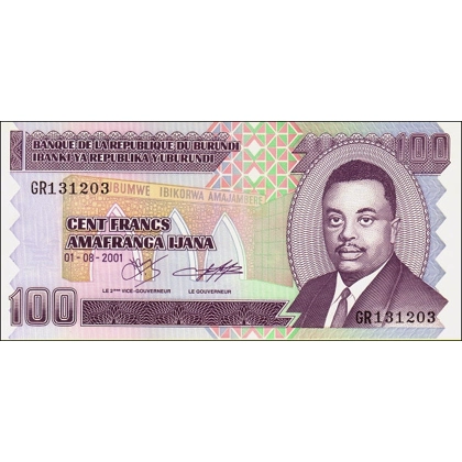 Burundi - 100 Francs - 2001 - P37c