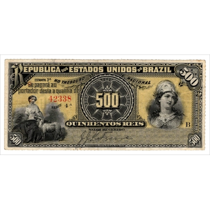 Brazil - 500 Reis - E.3A(1893) - 133 years old