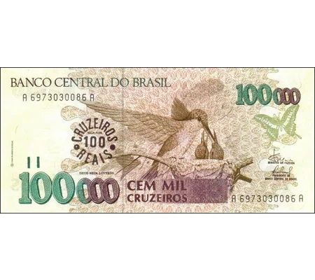 100 Cruz. Reais - ND(1993) - P238 - B860a - Overprint