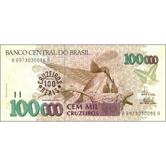 100 Cruz. Reais - ND(1993) - P238 - B860a - Overprint