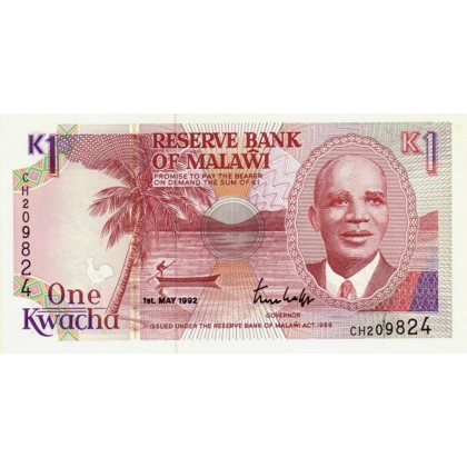 Malawi - 1 Kwacha - 1992 - P23b - B123b-Au