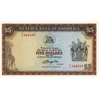Rhodesia - 5 Dollars - 1978 - P36 - B109c
