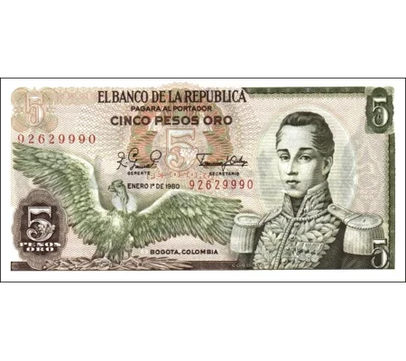 5 pesos - 1980 - P406f - B949p - Unc