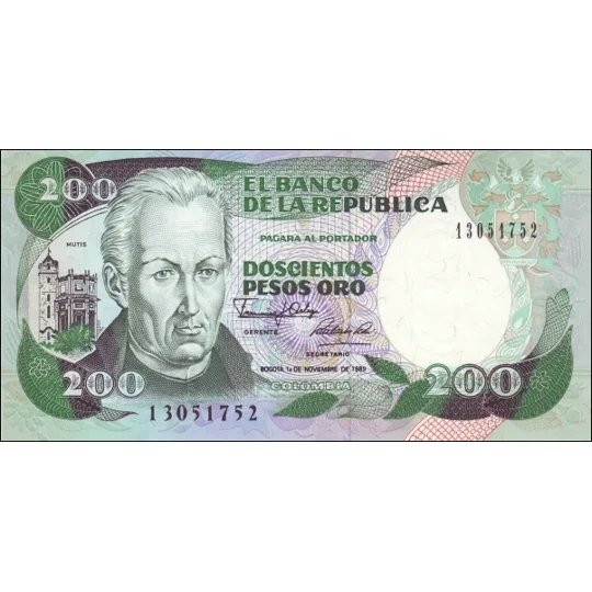 200 pesos - 1-11-1989 - P429d - B967j - Unc