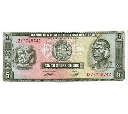 5 Soles de Oro - 1974 - P99c - B434g - Unc