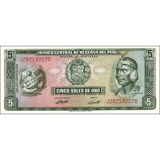 5 Soles de Oro - 1974 - P99c - B434h - Unc