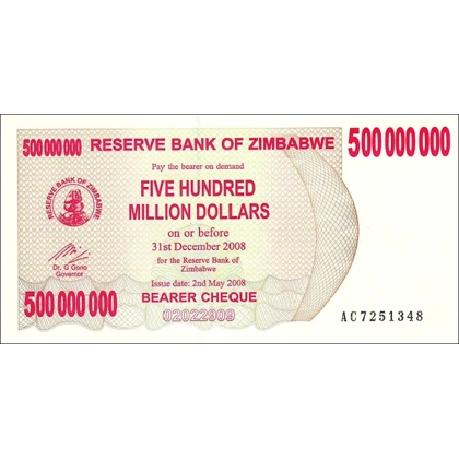 Zimbabwe - 500.000.000 dollars - 2008 - P60 - B151