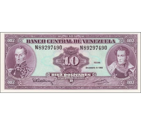 10 Bolivares - 1992 - P61c - B325c - Unc