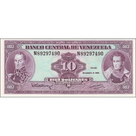 10 Bolivares - 1992 - P61c - B325c - Unc