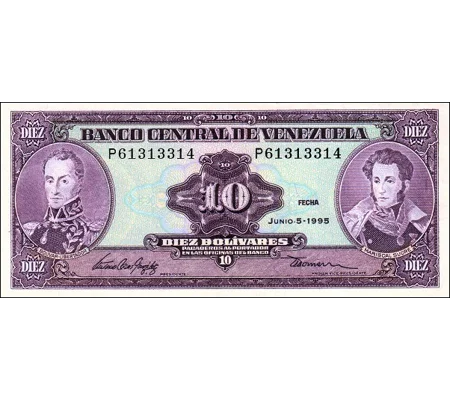 10 Bolivares - 1995 - P61d - B325d - Unc