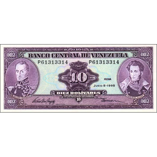 10 Bolivares - 1995 - P61d - B325d - Unc