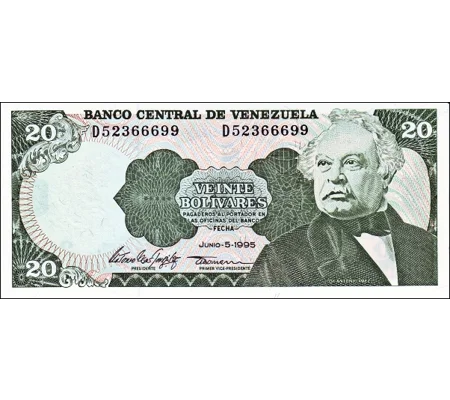 20 Bolivares - 1995 - P63e - B328e - Unc