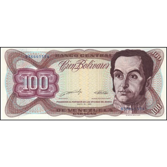 100 Bolivares - 1990 - P66c - B334j - Unc