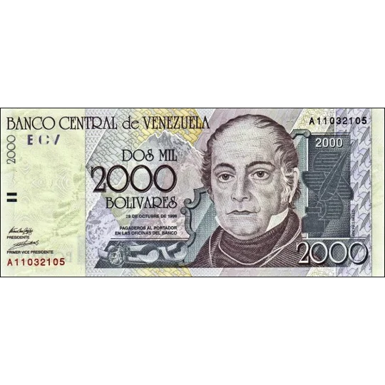 2000 Bolivares - 1998 - P80 - B351 - Unc