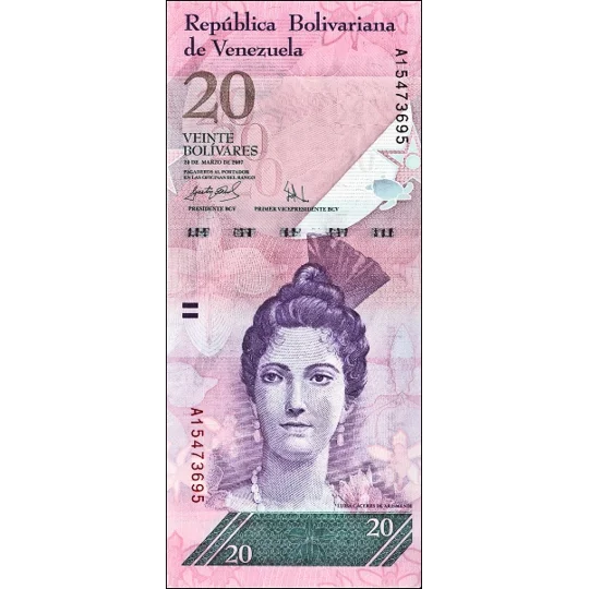 20 bolivares - 2007 - P91a - B361a - Unc