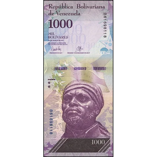 1.000 bolivares - 2017 - P95b - B365b - Unc
