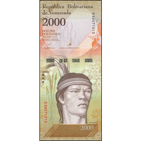2.000 bolivares - 2016 - P96b - B366b - Unc