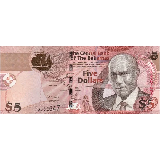 5 Dollars - 2007 - P72 - B338 - Unc