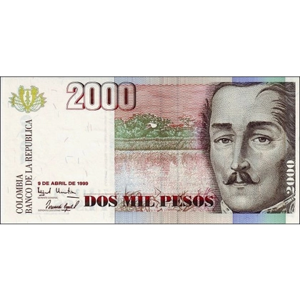 Colombia - 2000 Pesos - 1999 - P445e - B981e