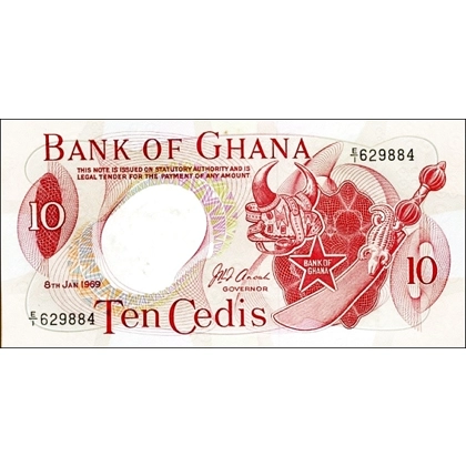 Ghana-10 cedis-1969 - P12b-B113b